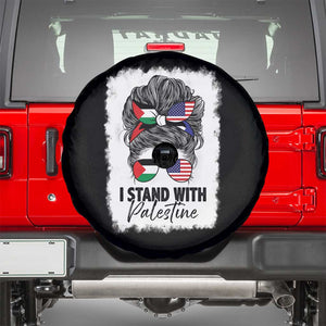 Stand With Palestine Spare Tire Cover Messy Bun Gaza Palestinian Flag TS10 Black Print Your Wear
