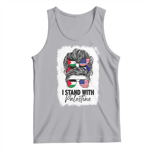 Stand With Palestine Tank Top Messy Bun Gaza Palestinian Flag TS10 Athletic Heather Print Your Wear