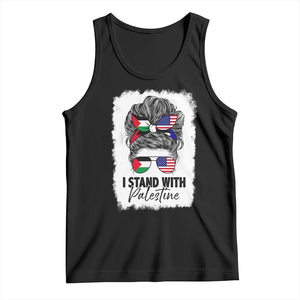 Stand With Palestine Tank Top Messy Bun Gaza Palestinian Flag TS10 Black Print Your Wear