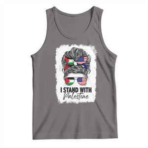 Stand With Palestine Tank Top Messy Bun Gaza Palestinian Flag TS10 Deep Heather Print Your Wear
