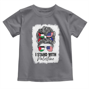 Stand With Palestine Toddler T Shirt Messy Bun Gaza Palestinian Flag TS10 Charcoal Print Your Wear