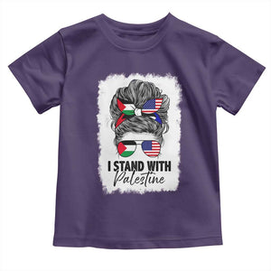 Stand With Palestine Toddler T Shirt Messy Bun Gaza Palestinian Flag TS10 Purple Print Your Wear