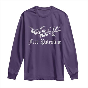 Free Palestine Long Sleeve Shirt Palestinian Olives Fruits TS10 Purple Print Your Wear