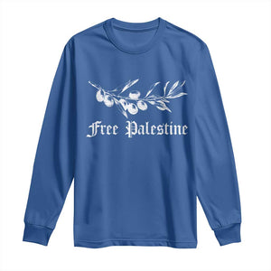 Free Palestine Long Sleeve Shirt Palestinian Olives Fruits TS10 Royal Blue Print Your Wear