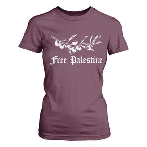 Free Palestine T Shirt For Women Palestinian Olives Fruits TS10 Maroon Print Your Wear