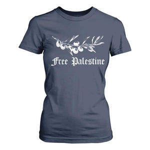 Free Palestine T Shirt For Women Palestinian Olives Fruits TS10 Navy Print Your Wear