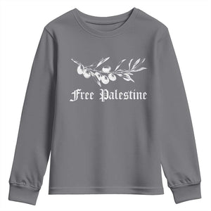 Free Palestine Youth Sweatshirt Palestinian Olives Fruits TS10 Charcoal Print Your Wear