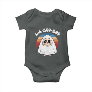 Cute Ghost Halloween Costume Baby Onesie Retro Spooky Trending Cartoon La Boo Boo TS10 Dark Heather Print Your Wear