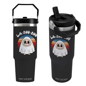 Cute Ghost Halloween Costume Flip Straw Tumbler Retro Spooky Trending Cartoon La Boo Boo TS10 One Size: 30 oz Black Print Your Wear