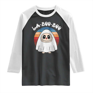 Cute Ghost Halloween Costume Raglan Shirt Retro Spooky Trending Cartoon La Boo Boo TS10 Black White Print Your Wear