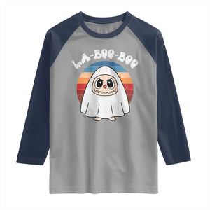 Cute Ghost Halloween Costume Raglan Shirt Retro Spooky Trending Cartoon La Boo Boo TS10 Sport Gray Navy Print Your Wear