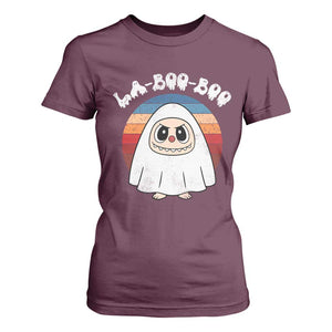 Cute Ghost Halloween Costume T Shirt For Women Retro Spooky Trending Cartoon La Boo Boo TS10 Maroon Print Your Wear