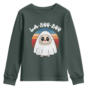 Cute Ghost Halloween Costume Youth Sweatshirt Retro Spooky Trending Cartoon La Boo Boo TS10 Dark Forest Green Print Your Wear