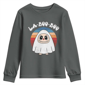 Cute Ghost Halloween Costume Youth Sweatshirt Retro Spooky Trending Cartoon La Boo Boo TS10 Dark Heather Print Your Wear