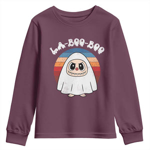 Cute Ghost Halloween Costume Youth Sweatshirt Retro Spooky Trending Cartoon La Boo Boo TS10 Maroon Print Your Wear