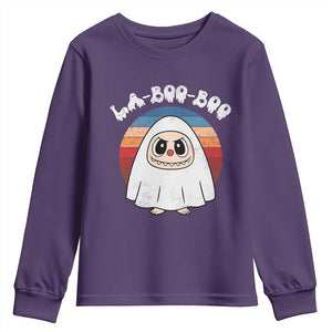 Cute Ghost Halloween Costume Youth Sweatshirt Retro Spooky Trending Cartoon La Boo Boo TS10 Purple Print Your Wear