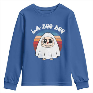 Cute Ghost Halloween Costume Youth Sweatshirt Retro Spooky Trending Cartoon La Boo Boo TS10 Royal Blue Print Your Wear