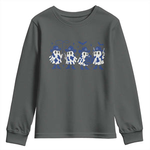 Ghost Halloween Youth Sweatshirt Retro Halloween Costume Cowboy Fan TS10 Dark Heather Print Your Wear