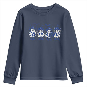 Ghost Halloween Youth Sweatshirt Retro Halloween Costume Cowboy Fan TS10 Navy Print Your Wear