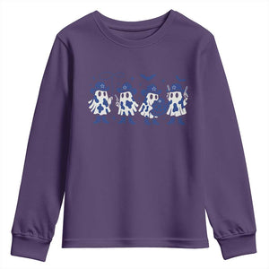 Dallas Ghost Halloween Youth Sweatshirt Retro Halloween Costume Cowboy Fan TS10 Purple Print Your Wear