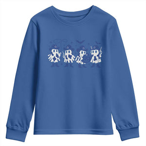 Ghost Halloween Youth Sweatshirt Retro Halloween Costume Cowboy Fan TS10 Royal Blue Print Your Wear