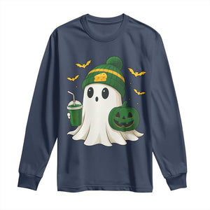 Halloween Packers Ghost Long Sleeve Shirt Pumpkin Ghost Costume Cheesehead TS10 Navy Print Your Wear