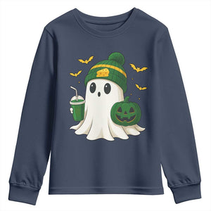 Halloween Packers Ghost Youth Sweatshirt Pumpkin Ghost Costume Cheesehead TS10 Navy Print Your Wear