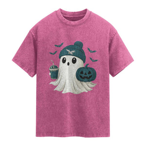 PFE Ghost Halloween Washed Cotton T-Shirt Retro Halloween Costume Philly Lover