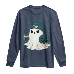 Philadelphia Ghost Halloween Long Sleeve Shirt Retro Halloween Costume Philadelphia Fan TS10 Navy Print Your Wear