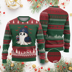 Ghost Halloween Ugly Christmas Sweater Retro Patriot Halloween Costume TS10 Red Green Print Your Wear
