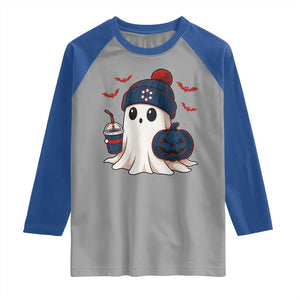 Ghost Halloween Raglan Shirt Retro Patriots Halloween Costume TS10 Sport Gray Royal Print Your Wear