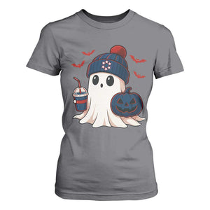 Ghost Halloween T Shirt For Women Retro Patriots Halloween Costume TS10 Charcoal Print Your Wear