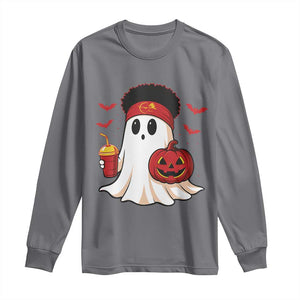 Halloween Chiefs Ghost Long Sleeve Shirt Pumpkin Ghost Costume TS10 Charcoal Print Your Wear
