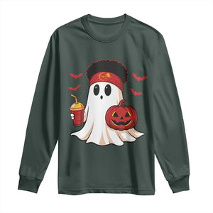 Halloween Chiefs Ghost Long Sleeve Shirt Pumpkin Ghost Costume TS10 Dark Forest Green Print Your Wear