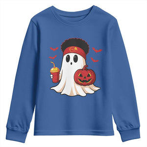 Halloween Chiefs Ghost Youth Sweatshirt Pumpkin Ghost Costume TS10 Royal Blue Print Your Wear