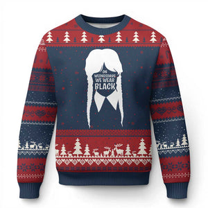 On Wednesdays We Wear Black Ugly Christmas Sweater Goth Halloween TS10 Navy Red Print Your Wear