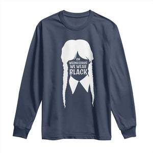 On Wednesdays We Wear Black Long Sleeve Shirt Goth Halloween TS10 Navy Print Your Wear