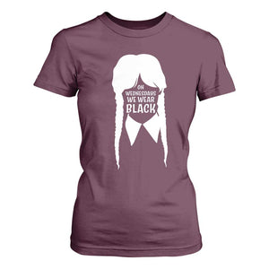 On Wednesdays We Wear Black T Shirt For Women Goth Halloween TS10 Maroon Print Your Wear