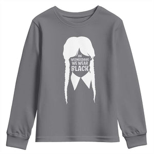 On Wednesdays We Wear Black Youth Sweatshirt Goth Halloween TS10 Charcoal Print Your Wear