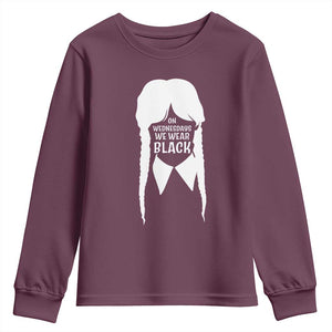 On Wednesdays We Wear Black Youth Sweatshirt Goth Halloween TS10 Maroon Print Your Wear