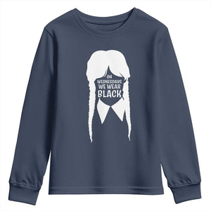 On Wednesdays We Wear Black Youth Sweatshirt Goth Halloween TS10 Navy Print Your Wear