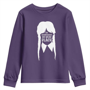 On Wednesdays We Wear Black Youth Sweatshirt Goth Halloween TS10 Purple Print Your Wear