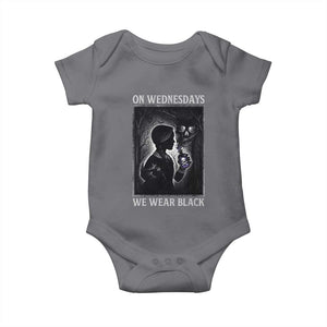 On Wednesdays We Wear Black Baby Onesie Tarot Card Goth Halloween TS10 Charcoal Print Your Wear