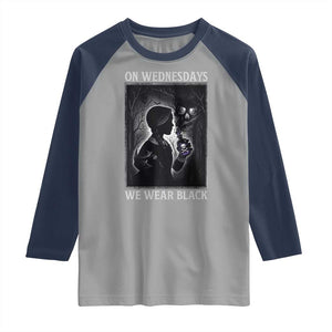 On Wednesdays We Wear Black Raglan Shirt Tarot Card Goth Halloween TS10 Sport Gray Navy Print Your Wear