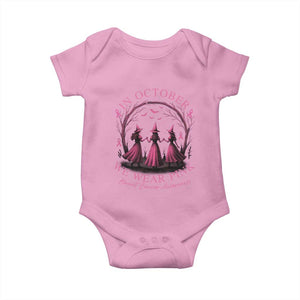 In October We Wear Pink Witches Baby Onesie Spooky Breast Cancer Witch Halloween Pink Ribbon TS10 Light Pink Print Your Wear