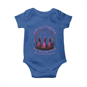 In October We Wear Pink Witches Baby Onesie Spooky Breast Cancer Witch Halloween Pink Ribbon TS10 Royal Blue Print Your Wear