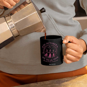In October We Wear Pink Witches Coffee Mug Spooky Breast Cancer Witch Halloween Pink Ribbon TS10 Print Your Wear