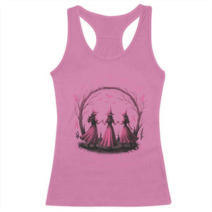 In October We Wear Pink Witches Racerback Tank Top Spooky Breast Cancer Witch Halloween Pink Ribbon TS10 Azalea Print Your Wear