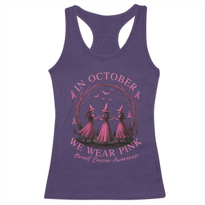 In October We Wear Pink Witches Racerback Tank Top Spooky Breast Cancer Witch Halloween Pink Ribbon TS10 Purple Print Your Wear