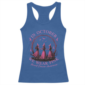 In October We Wear Pink Witches Racerback Tank Top Spooky Breast Cancer Witch Halloween Pink Ribbon TS10 Royal Blue Print Your Wear